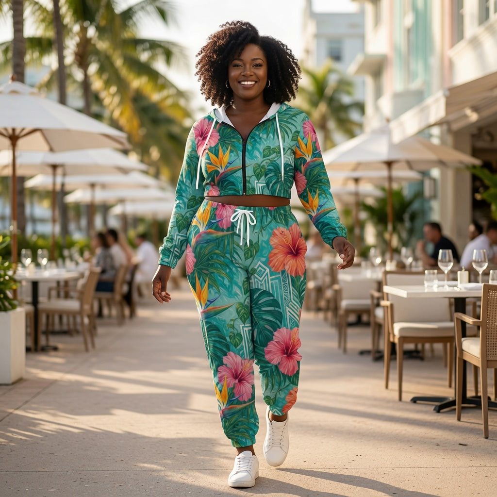 Miami Paradise Crop Hoodie Set