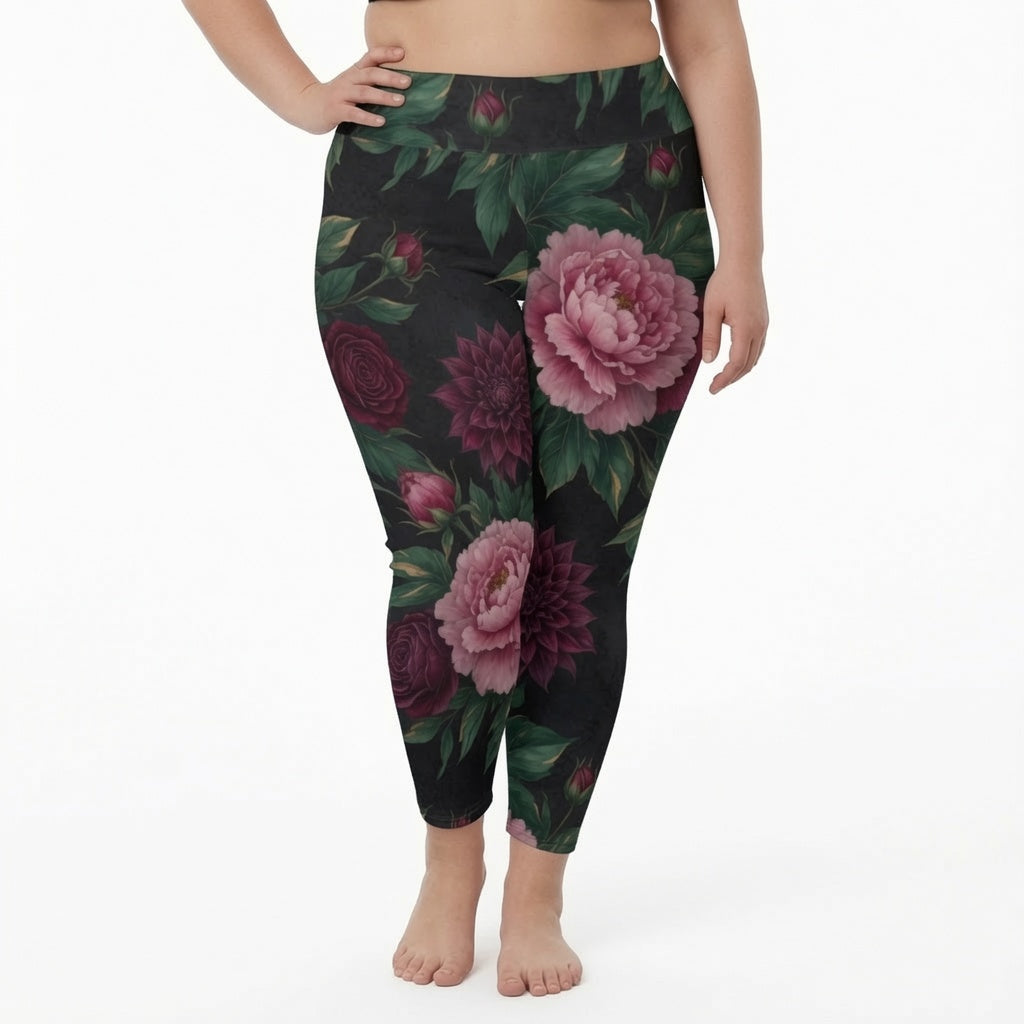 Midnight Peony Luxe High Waist Leggings