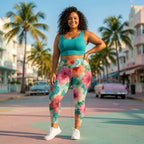 Watercolor Hibiscus Yoga Leggings