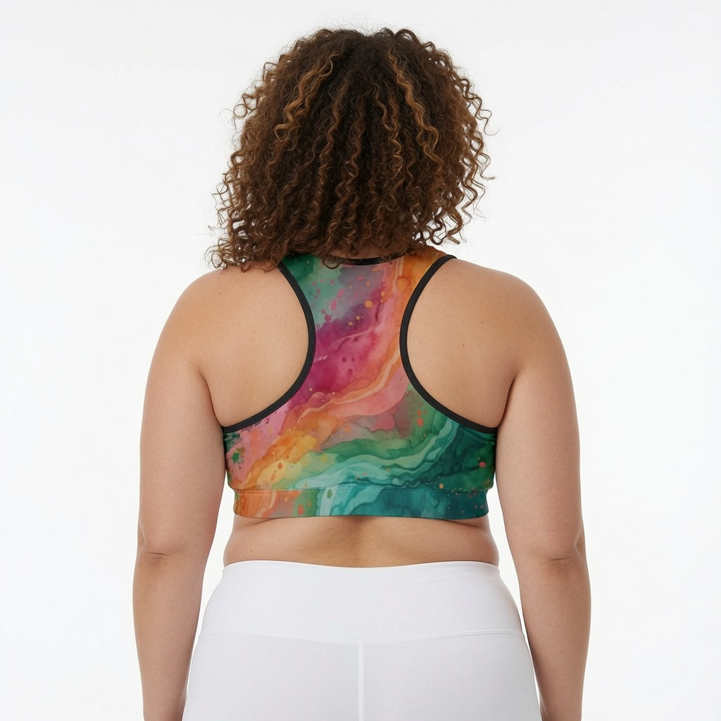 Tropical Splash Racerback Sports Bra