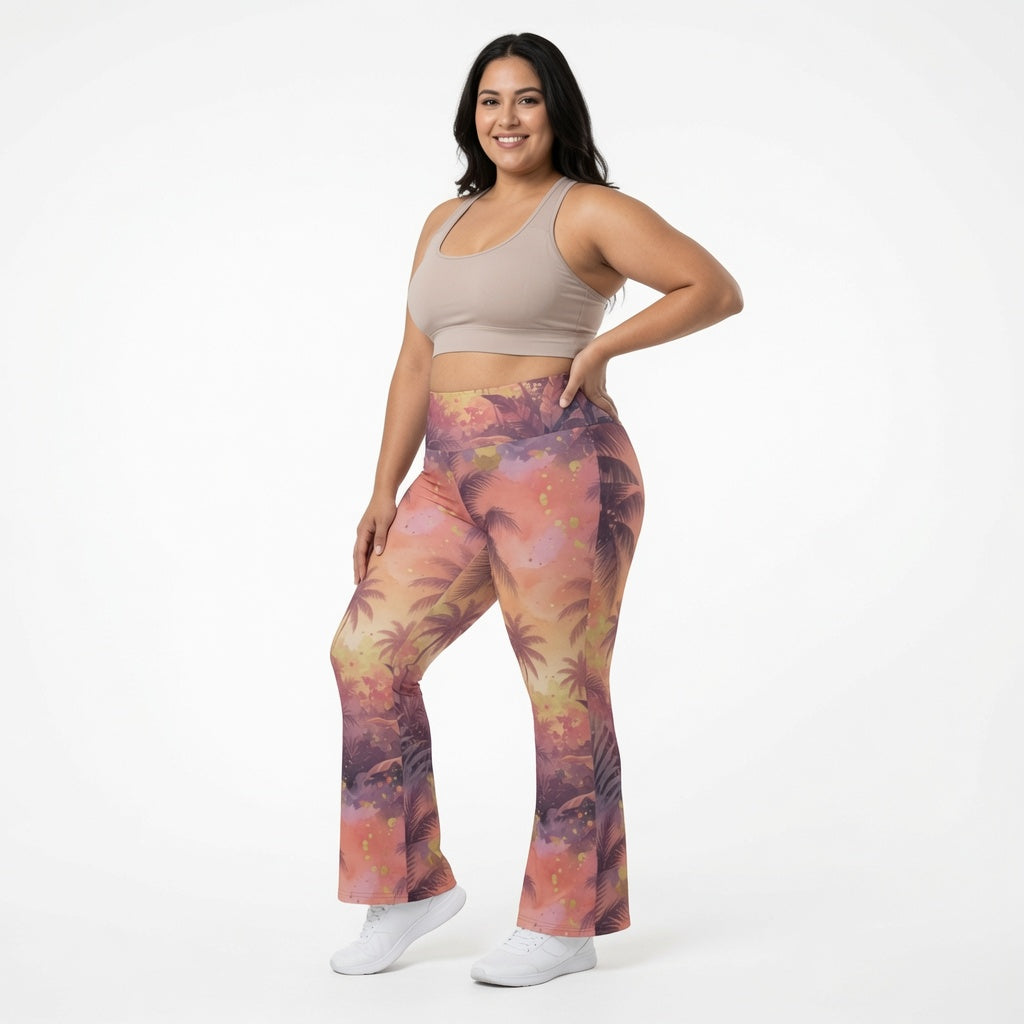 Sunset Palms Flare Pants