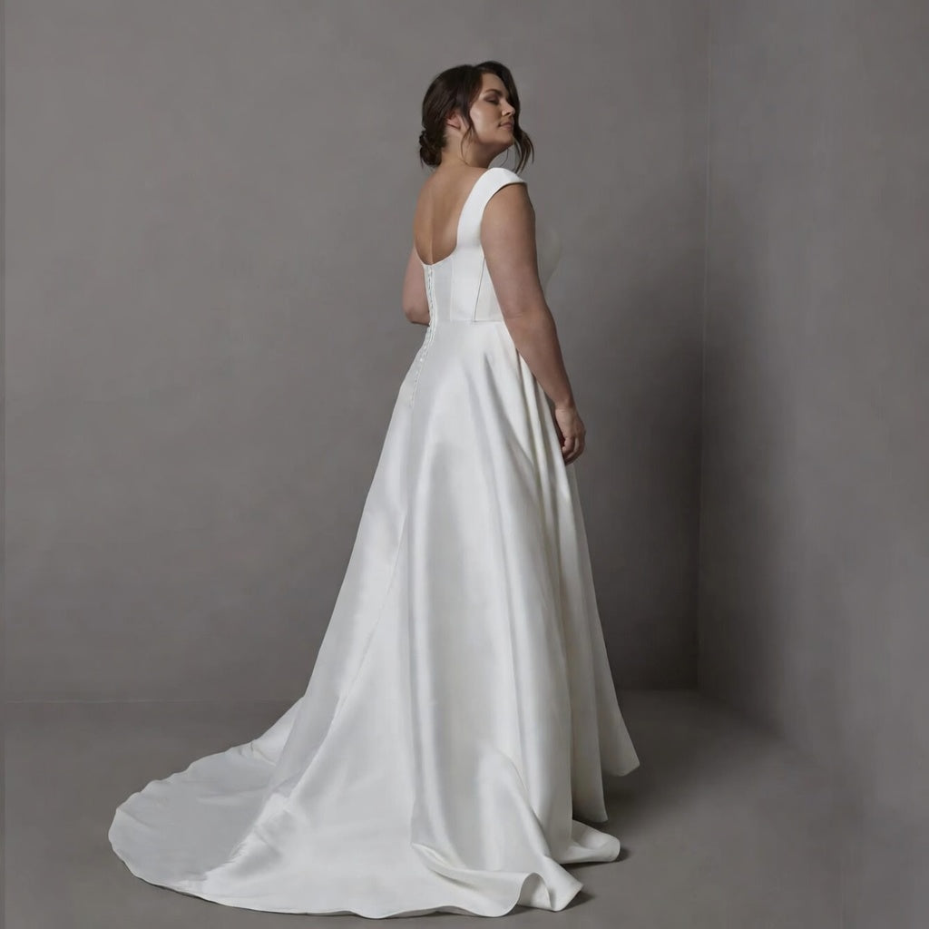 Cove Square-Neck Satin Gown