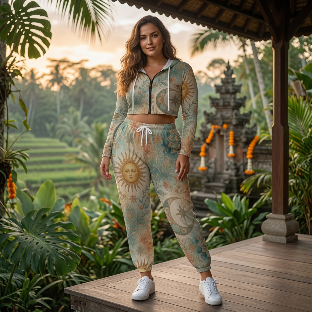 Sun Goddess Crop Hoodie Jogger Set