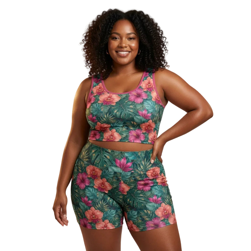 Ziva Floral Crop & Shorts Set