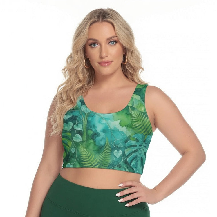 Watercolor Jungle Sport Crop Tank Top