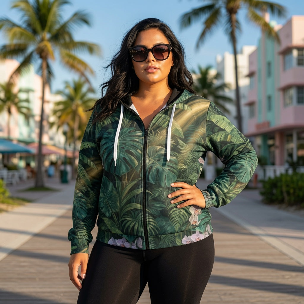 Emerald Jungle Zip-Up Hoodie