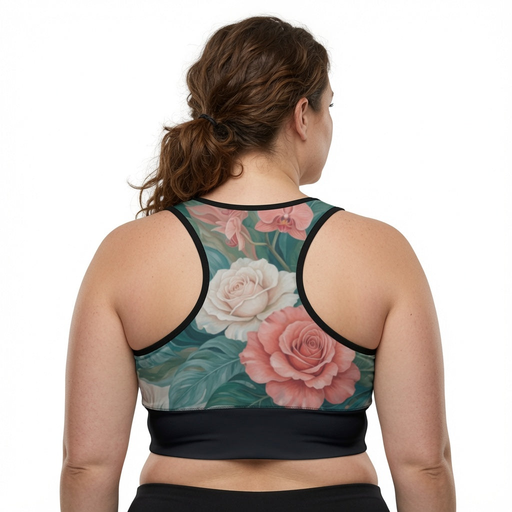 Tropical Rose Escape Sports Bra