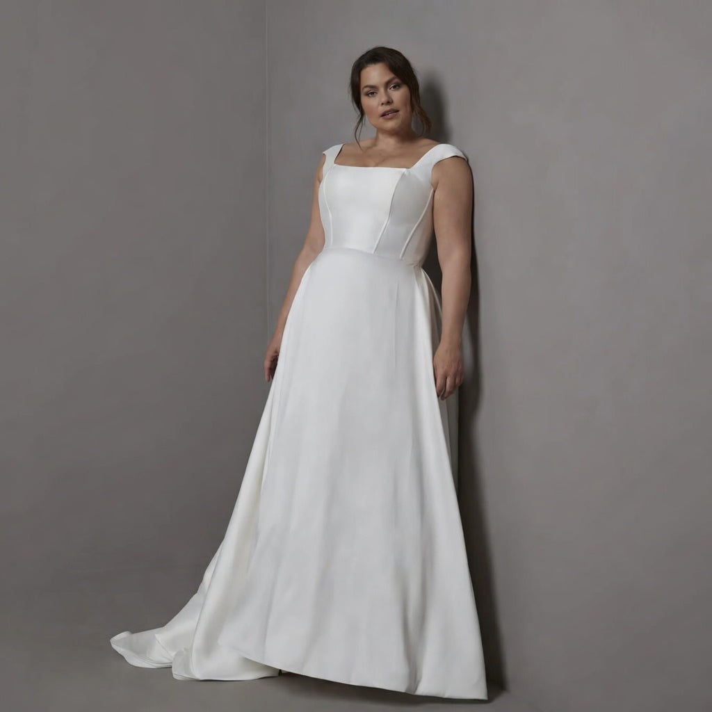 Cove Square-Neck Satin Gown