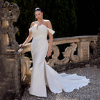 Yael Off-Shoulder Satin Mermaid Wedding Gown