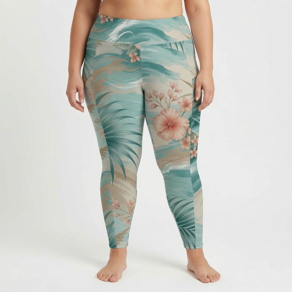 Coastal Botanica High Waist Leggings with Pockets