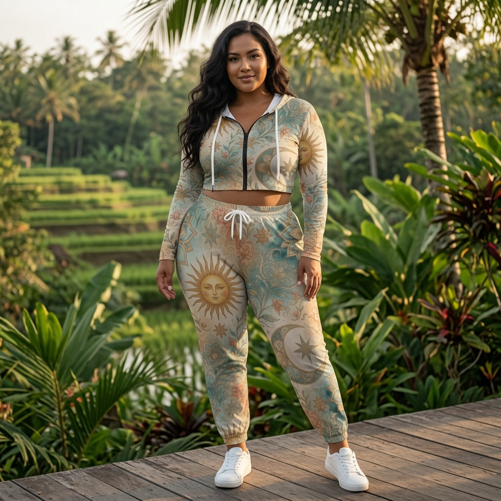 Sun Goddess Crop Hoodie Jogger Set