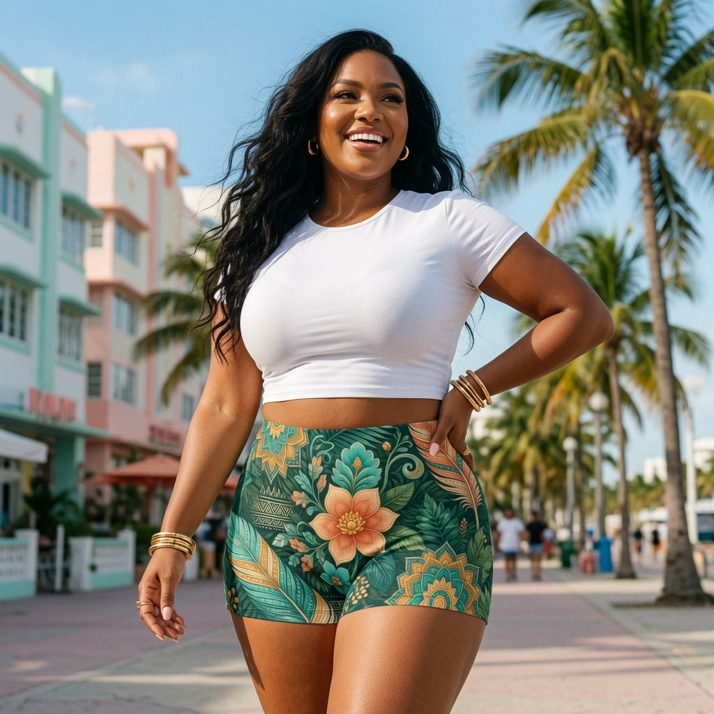 Boho Jungle High-Waist Shorts