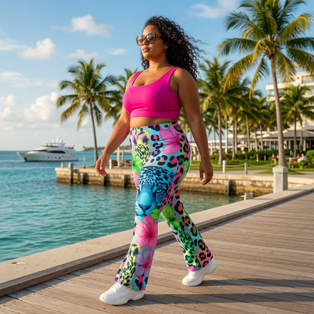 Leopard Bloom Flare Leggings