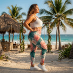 Coral Garden Bloom Yoga Leggings