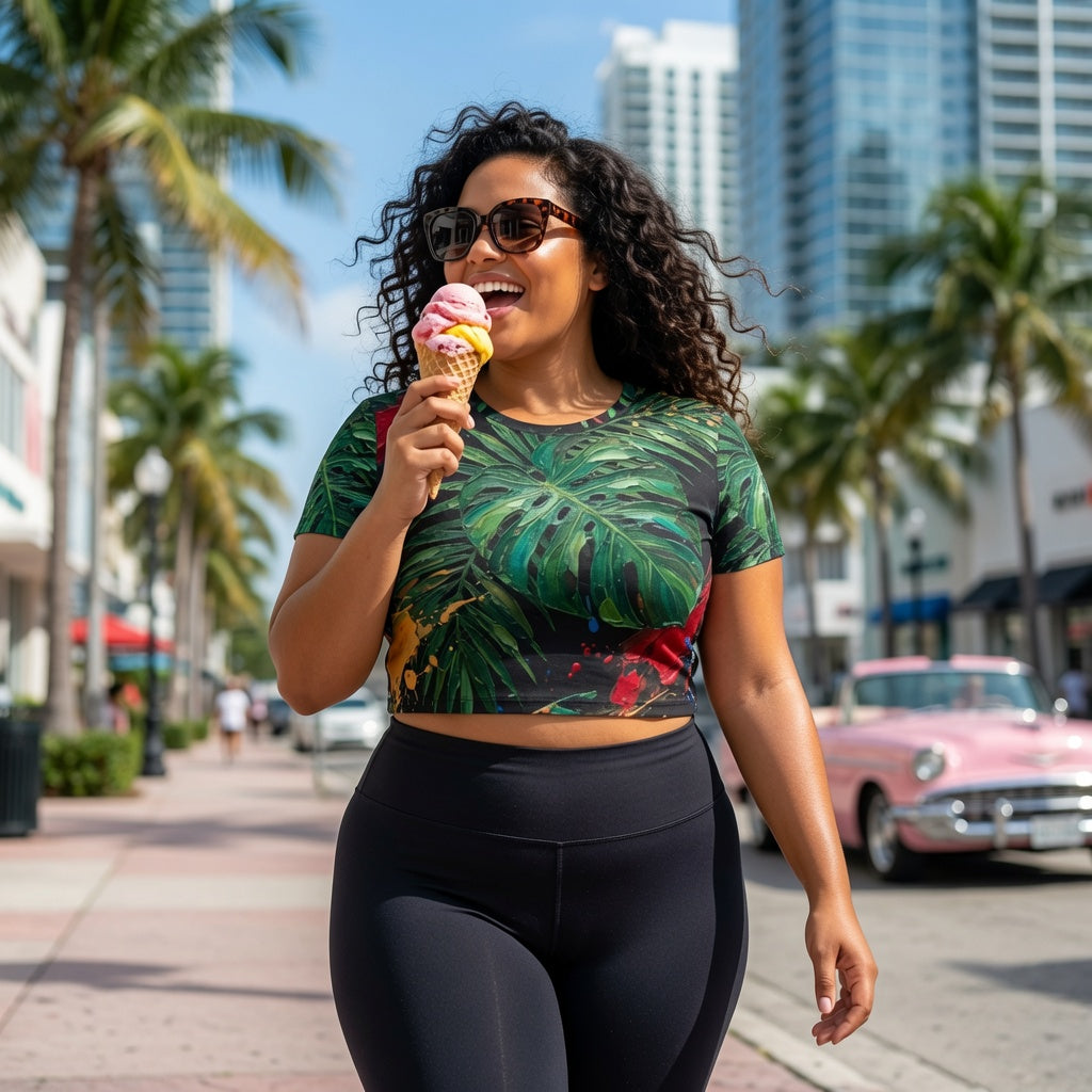 Tropicana Noir Crop Tee