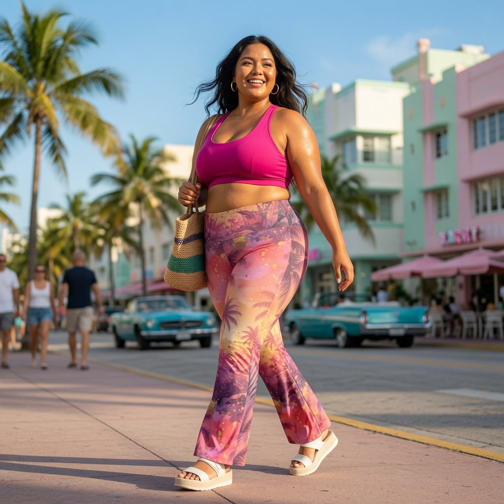 Sunset Palms Flare Pants