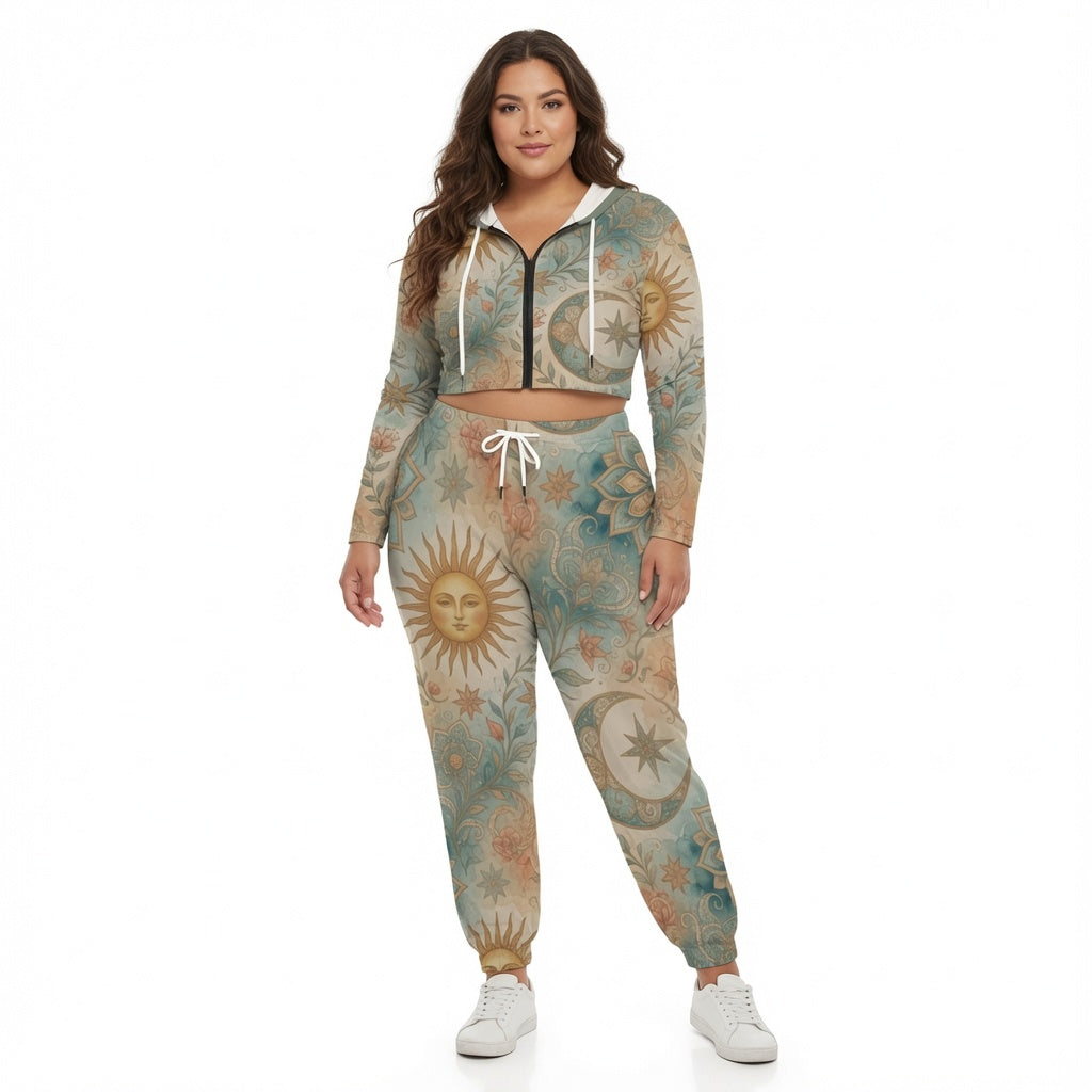 Sun Goddess Crop Hoodie Jogger Set