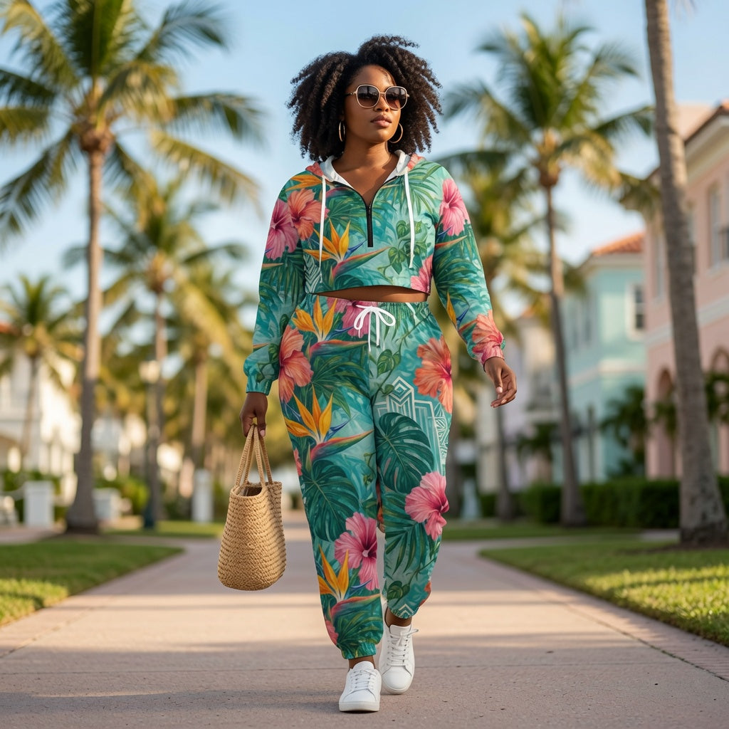 Miami Paradise Crop Hoodie Set
