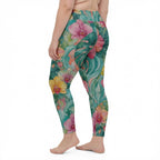 Tropical Watercolor Garden High Waist Leggings