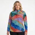 Watercolor Mosaic Stand-Collar Sport Top