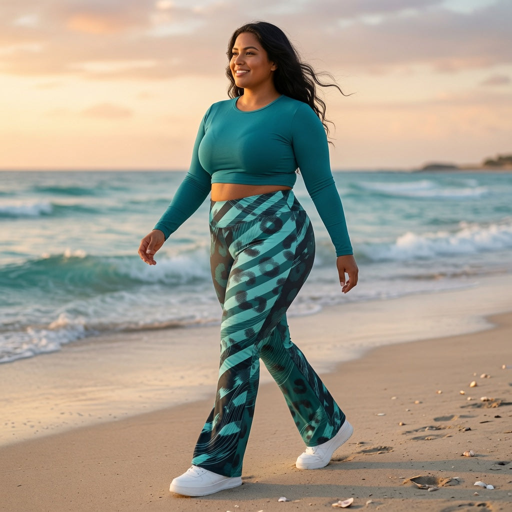 Teal Strike Flare Leggings