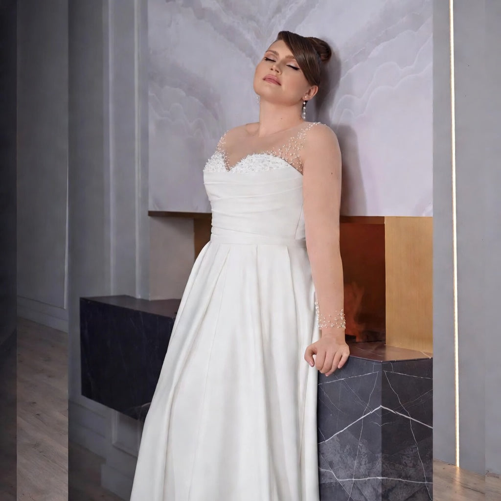 Sloane Pearl Sweetheart Satin Gown