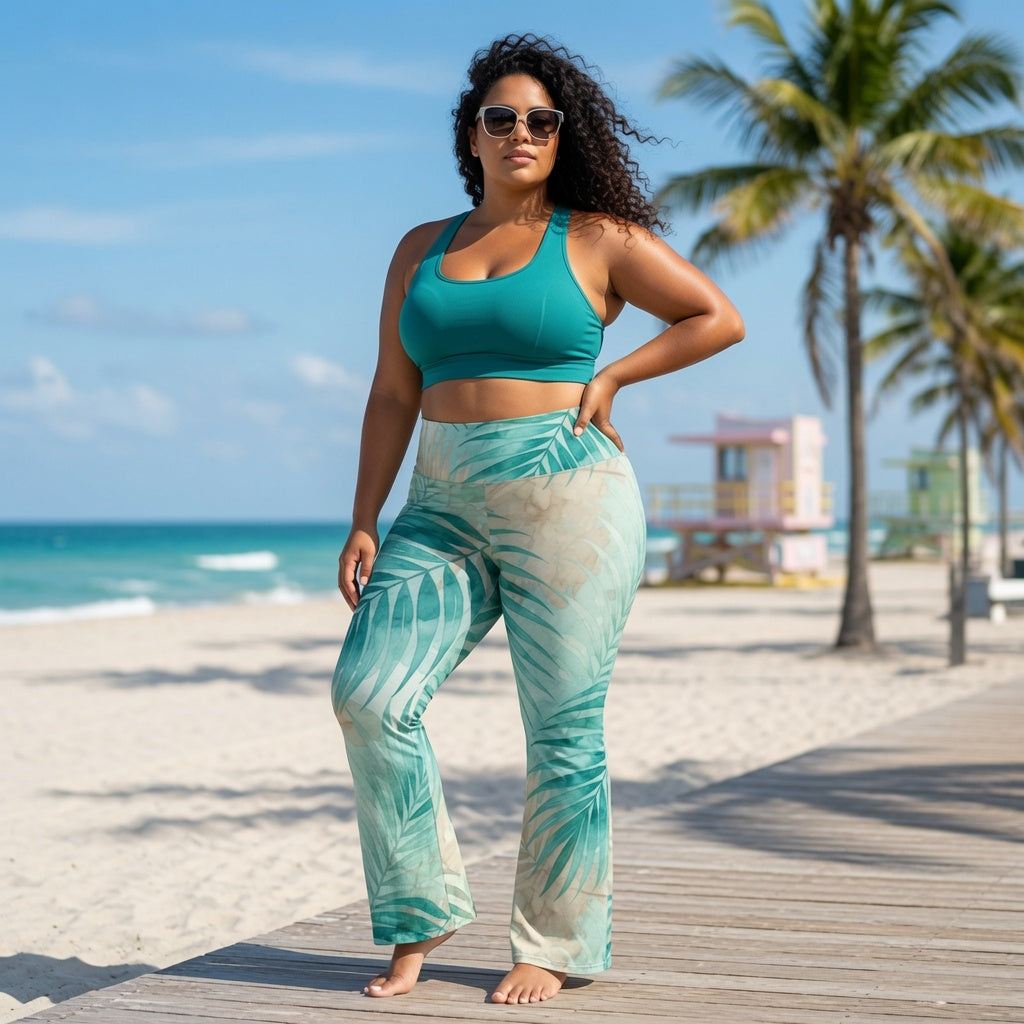 Painted Palms Flare Yoga Pants