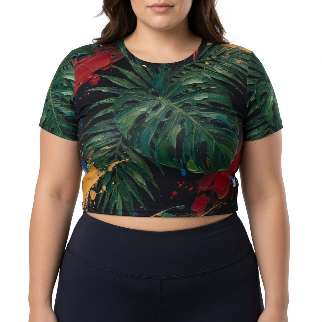 Tropicana Noir Crop Tee
