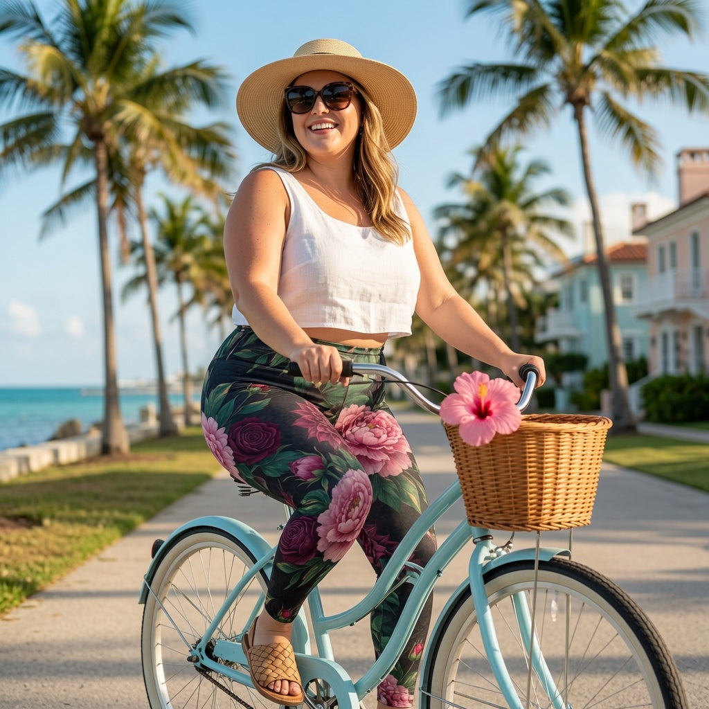 Midnight Peony Luxe High Waist Leggings