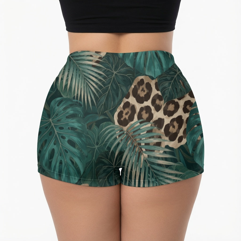 Botanical Leopard High-Stretch Shorts