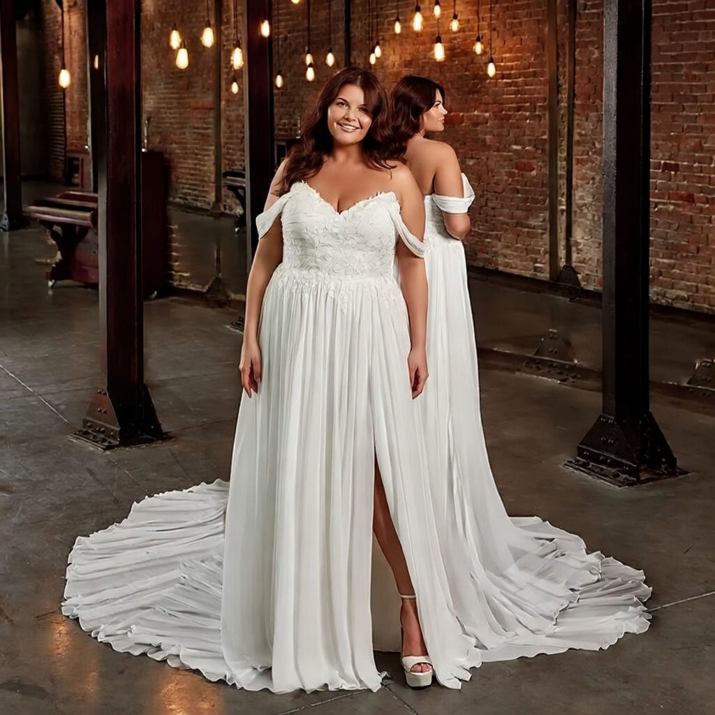 Dara Off-Shoulder Chiffon Gown