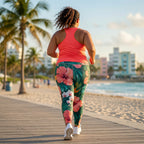 Paradise Hibiscus Print Leggings With Side Pockets