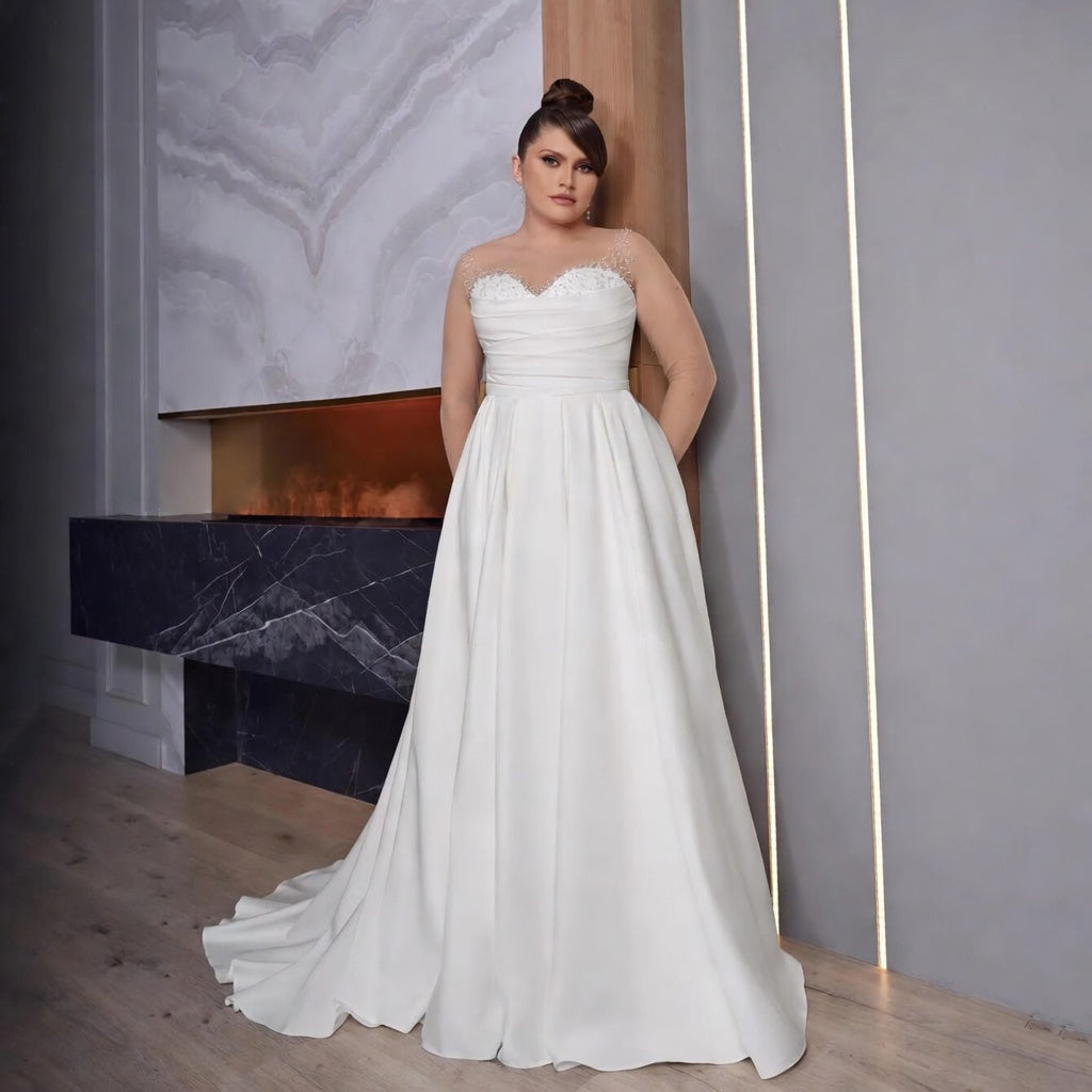 Sloane Pearl Sweetheart Satin Gown