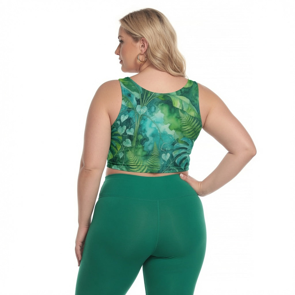 Watercolor Jungle Sport Crop Tank Top