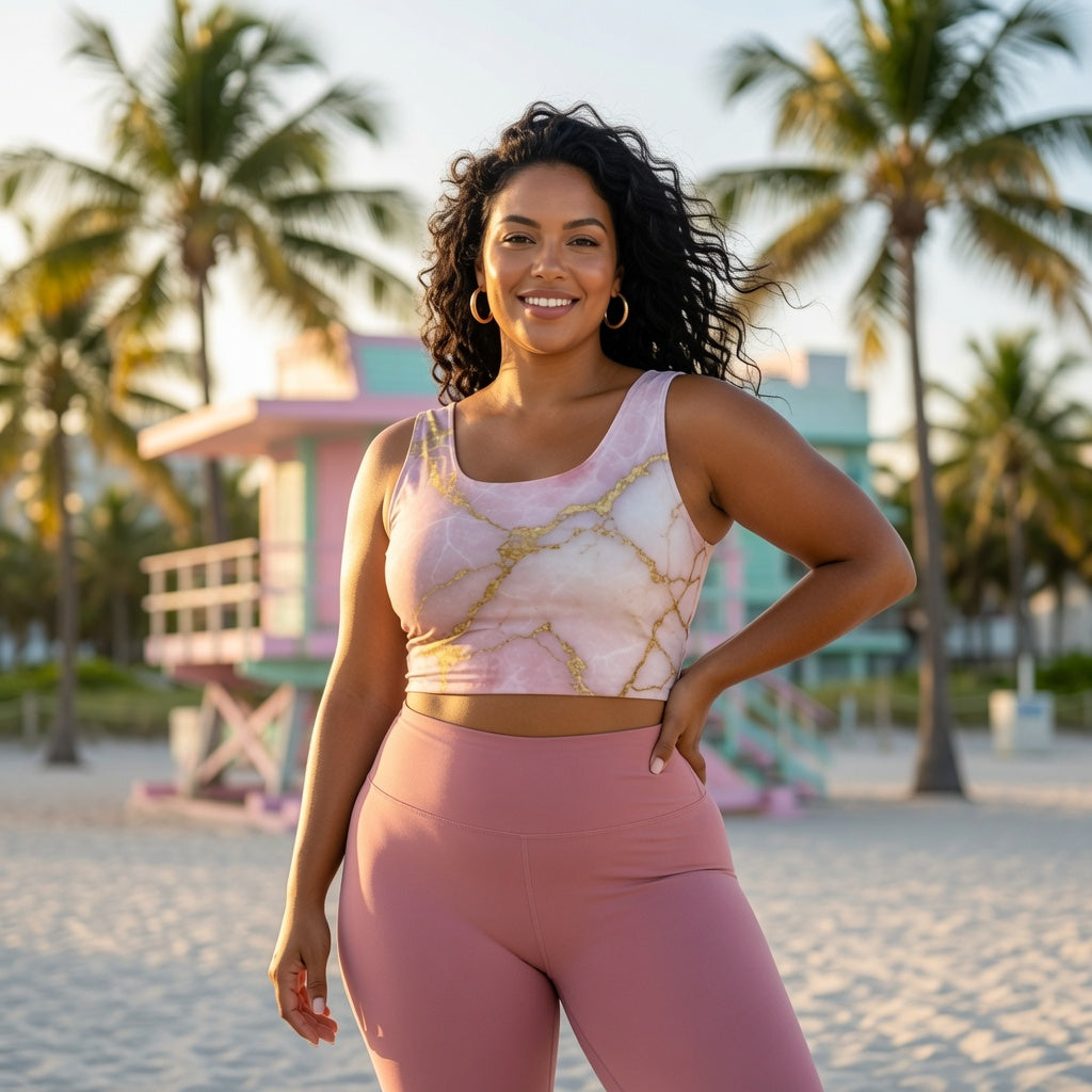 Pink Quartz Back Cross Sports Bra