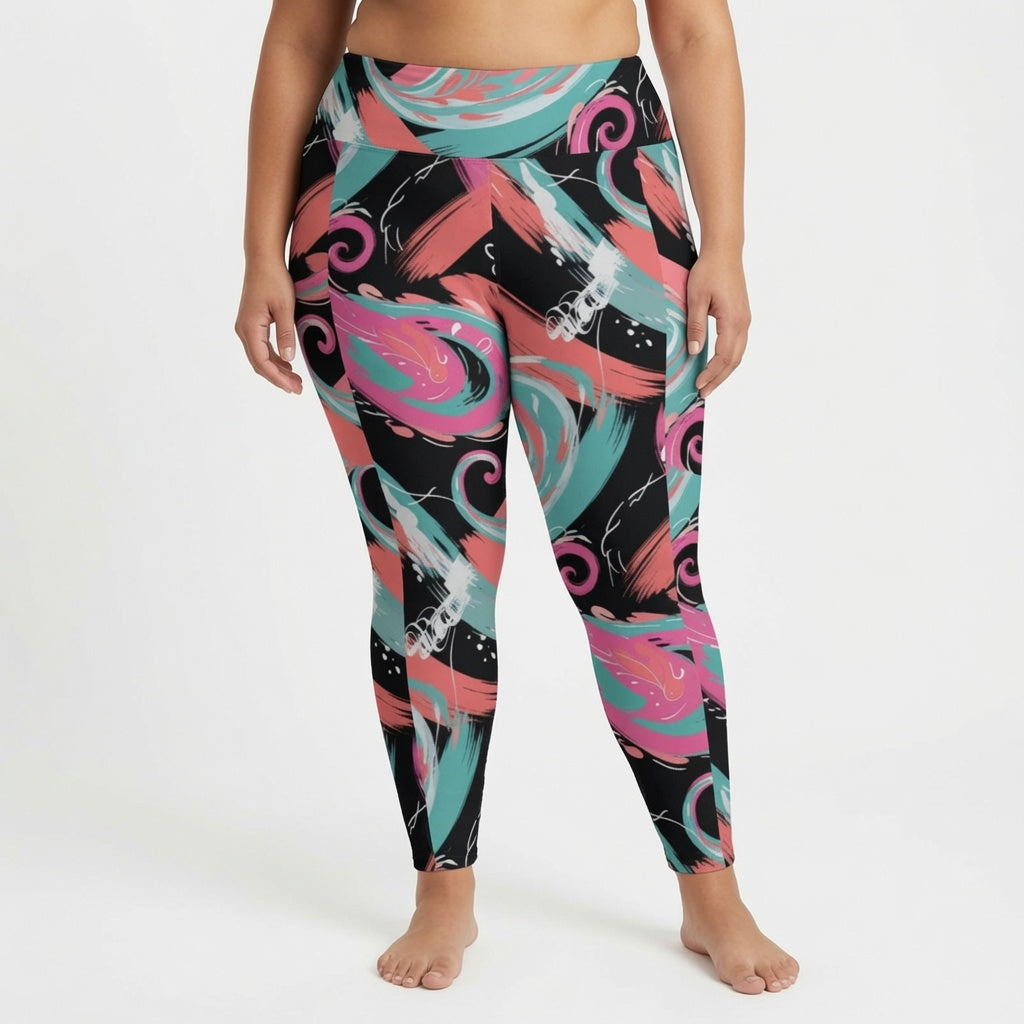 Swirl Print High-Waist Pocket Leggings