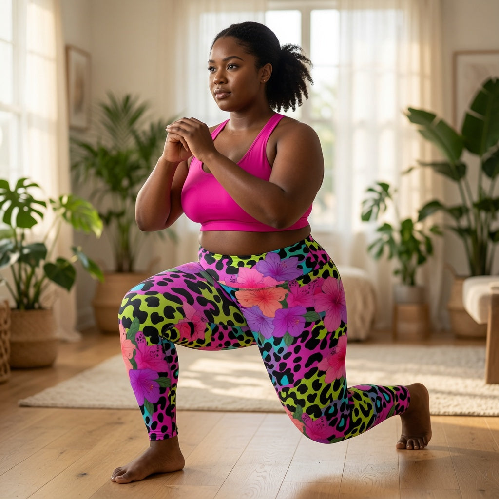 Fleur Leopard Floral Leggings with Pockets