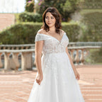 Elan Off-Shoulder Tulle Appliqué Bridal Gown